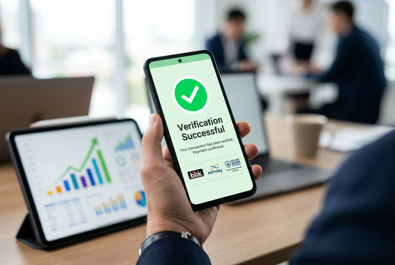 Close-up of a secure digital payment verification process on a smartphone.