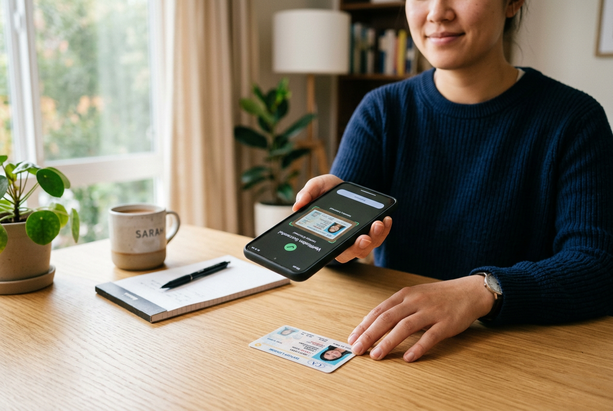 User performing identity verification on a smartphone